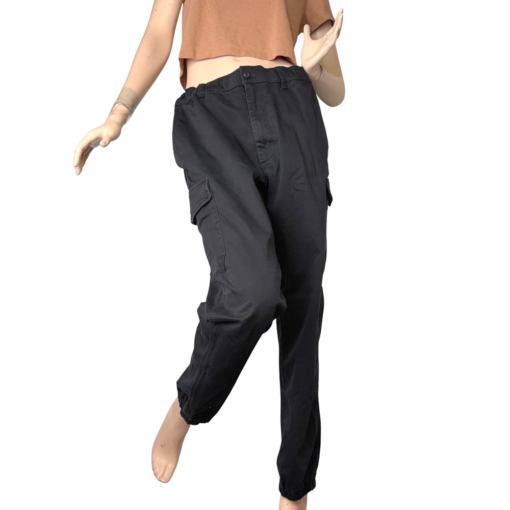 Uniqlo Womens Cargo Jogger Pants Black Utility Gorpcore Streetwear High Rise L
